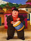 Fernando Botero Hombre tocando el tambor painting
